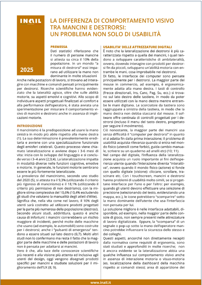 La differenza di comportamento visivo tra mancini e destrorsi