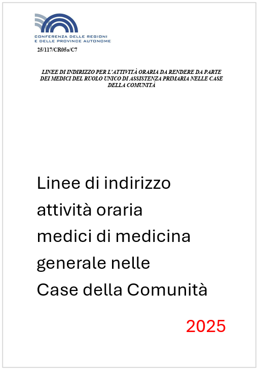 Linee di indirizzo attività oraria medici del ruolo unico di assistenza primaria nelle Case della Comunità