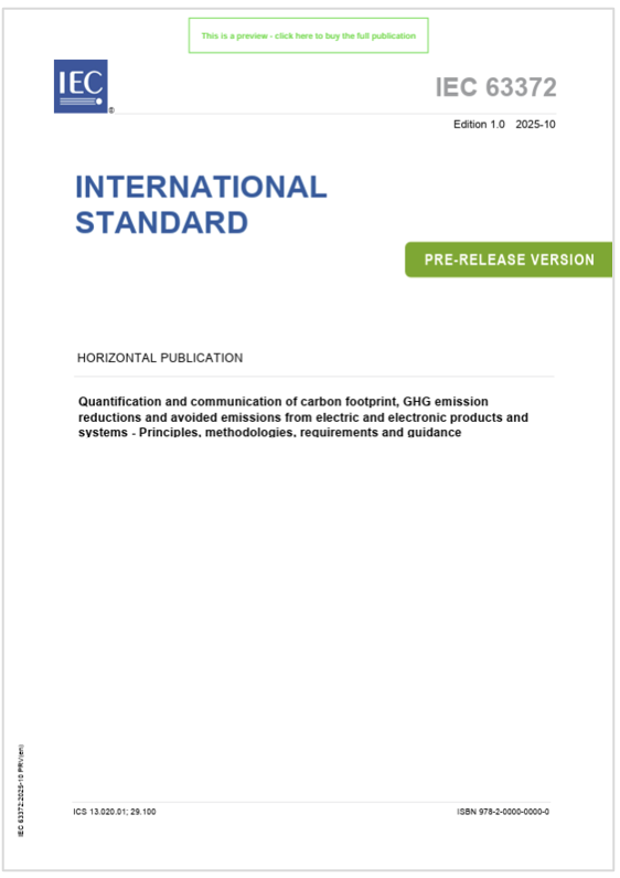 IEC 63372:2025 / Quantification and communication of carbon footprint 